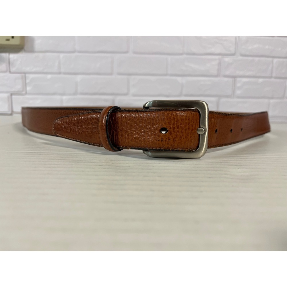 Men's Wearhouse Belt Men 44 Brown Full Grain Italian Leather Italy‎